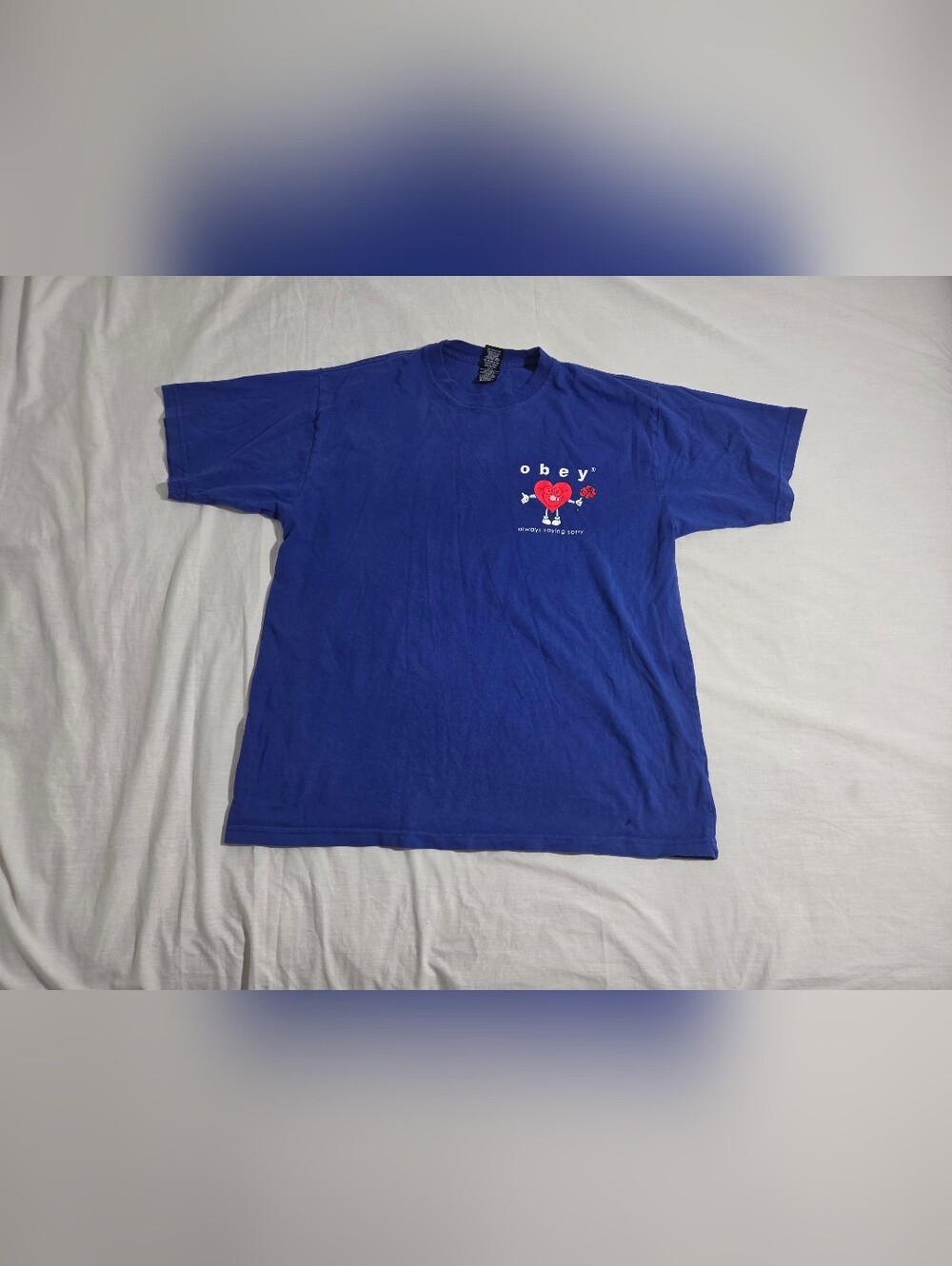 OBEY Always Saying Sorry Heart Graphic Royal Blue T-Shirt Large